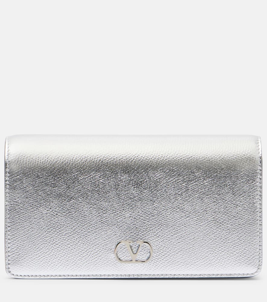 Clutch VLogo Mini aus Metallic-Leder