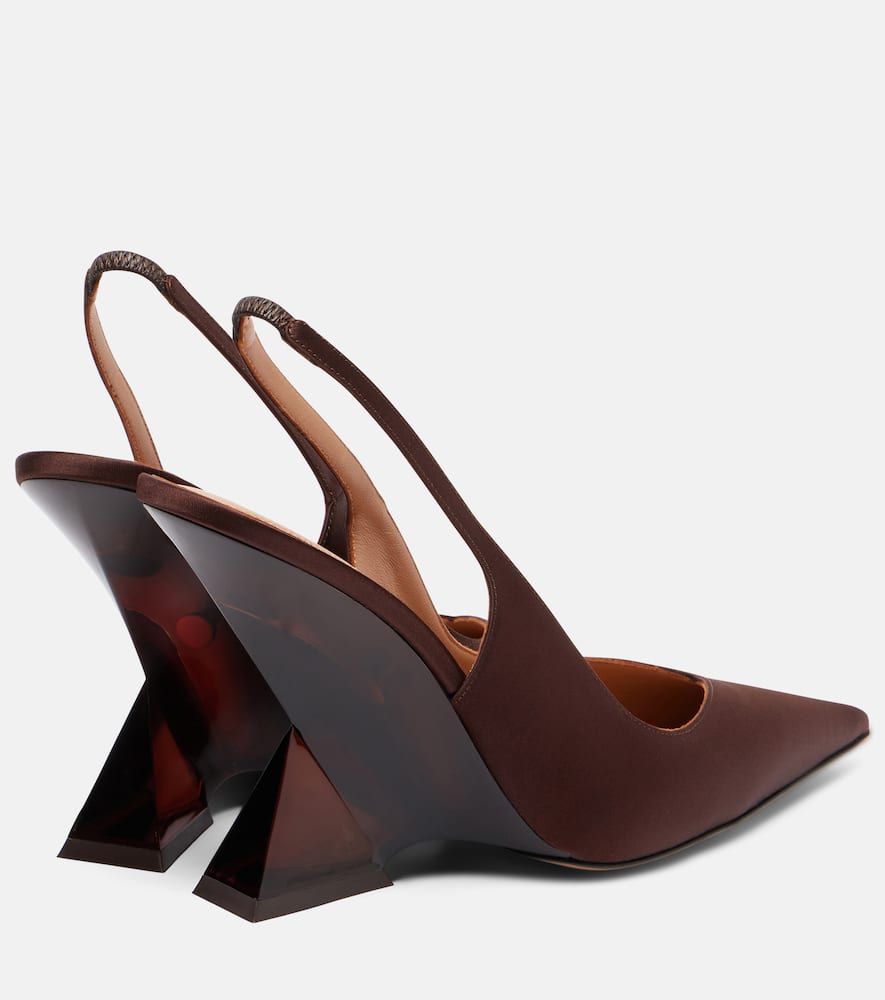 Attico Satin Slingback Wedges In Brown