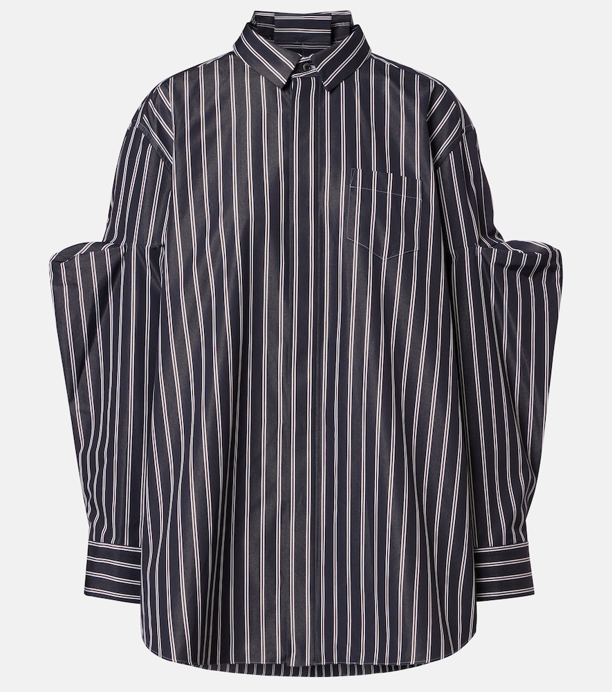 Sacai Striped oversized cotton-blend shirt