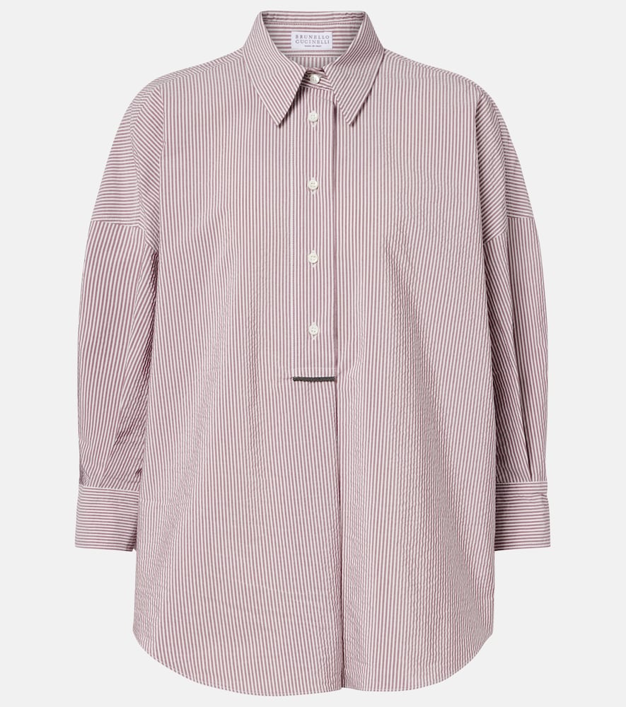 Brunello Cucinelli Striped cotton-blend shirt | Thumbnail 7