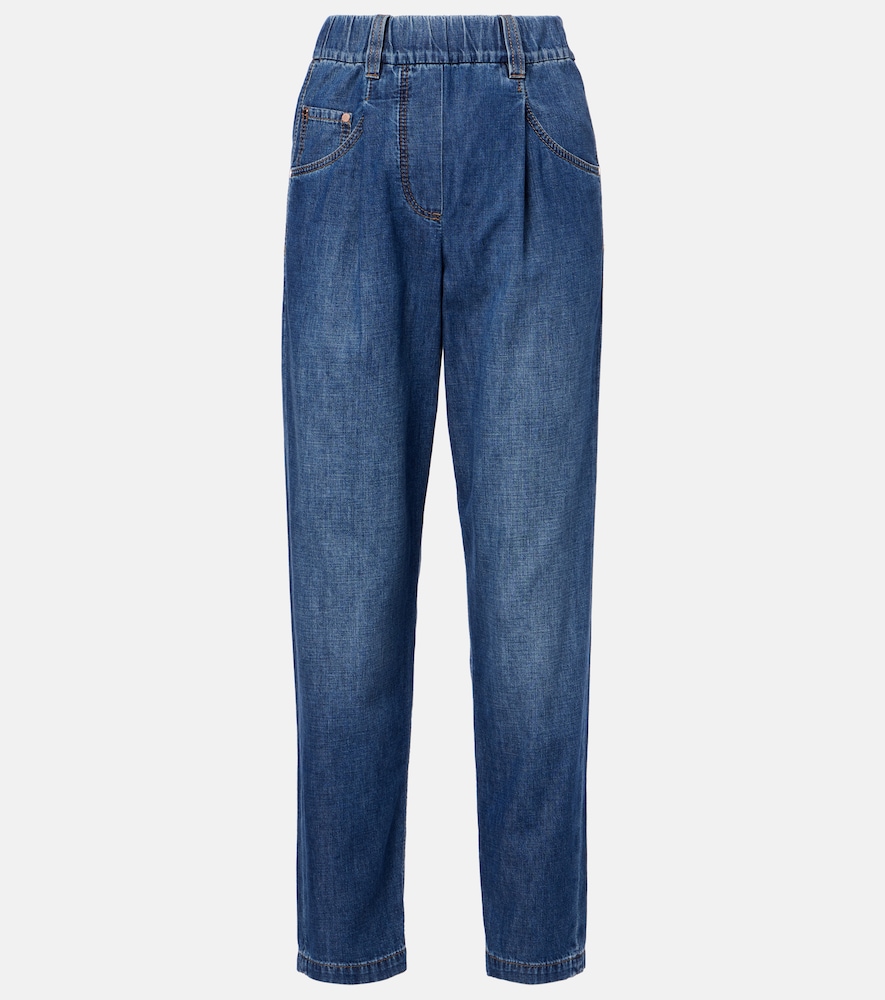 Brunello Cucinelli Women's Blue Pleated Tapered Jeans UK Size 2 - Mytheresa