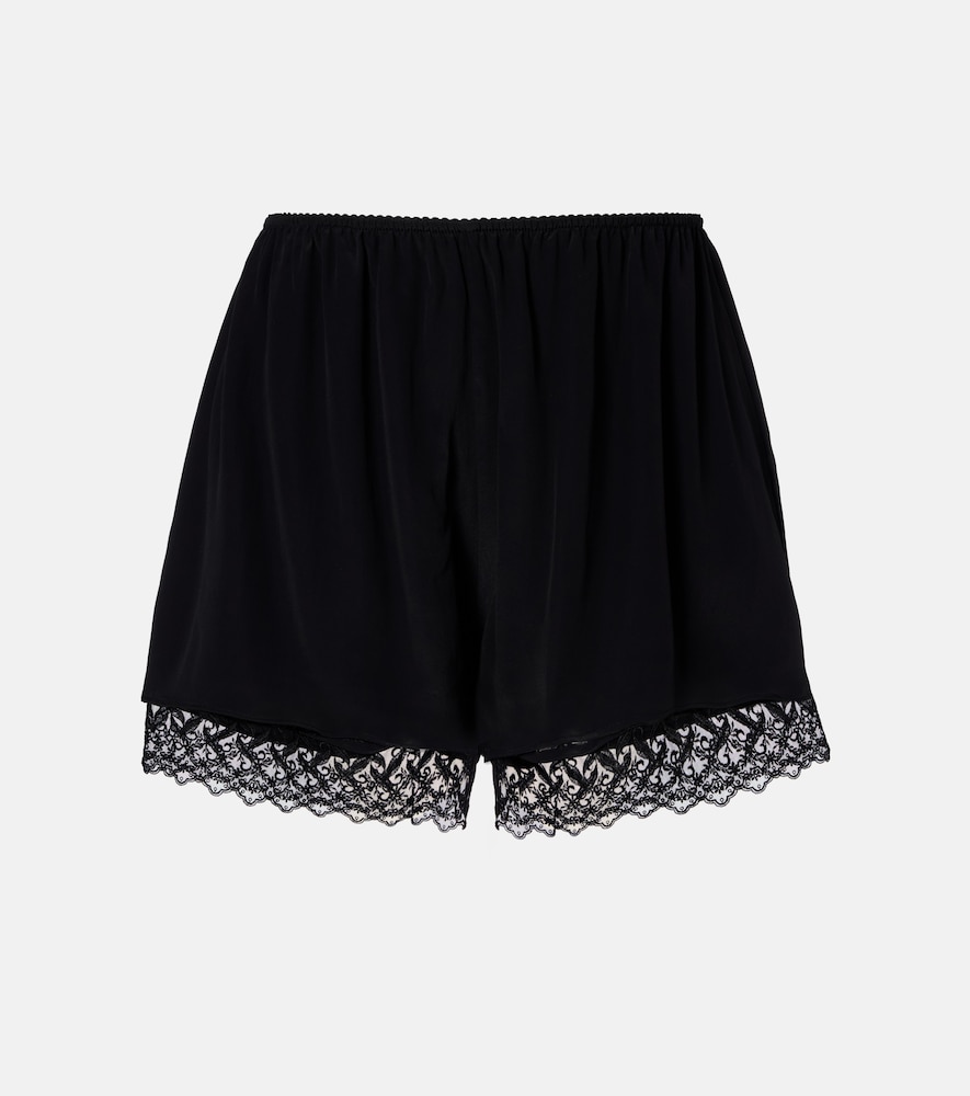 Simone Rocha Lace-trimmed satin shorts