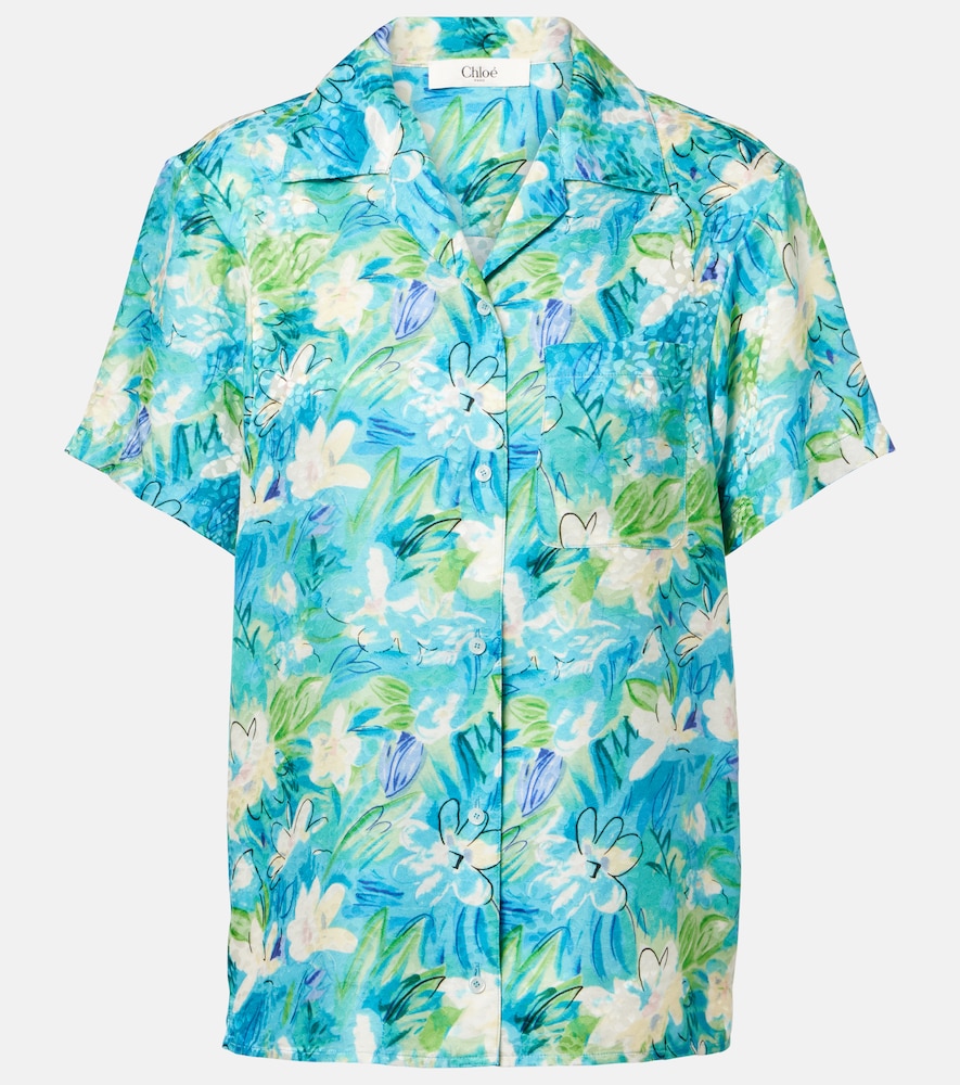 Chloe Chloé Floral ribbed-knit cotton-blend top