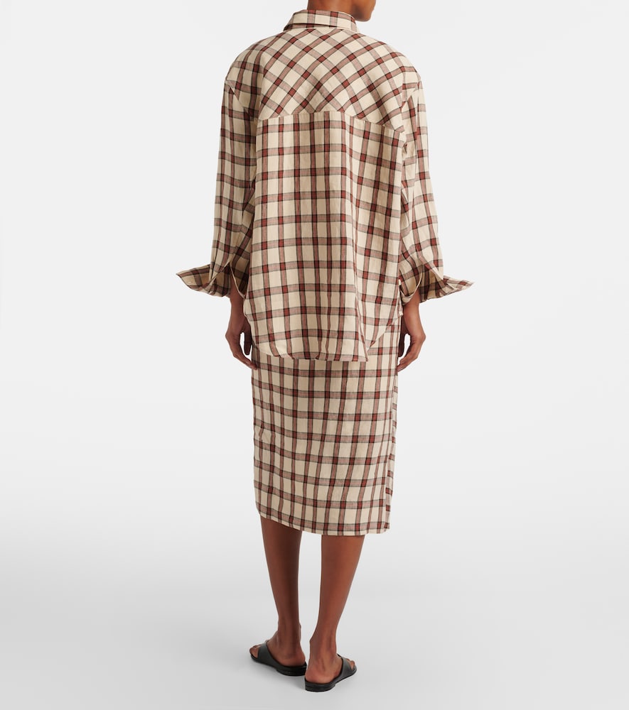  Rohe Rohe Checked Linen Midi Skirt 