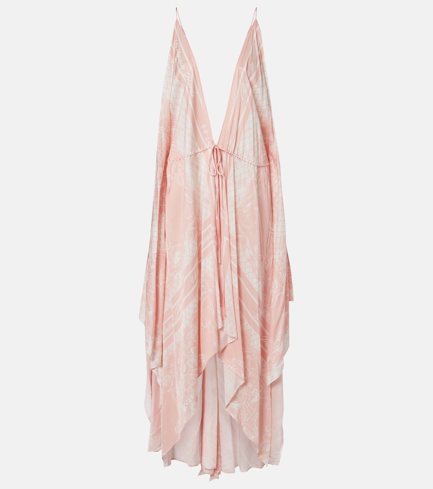 Balmain Women's Pink Printed Asymmetric Maxi Dress UK Size 16 - Mytheresa