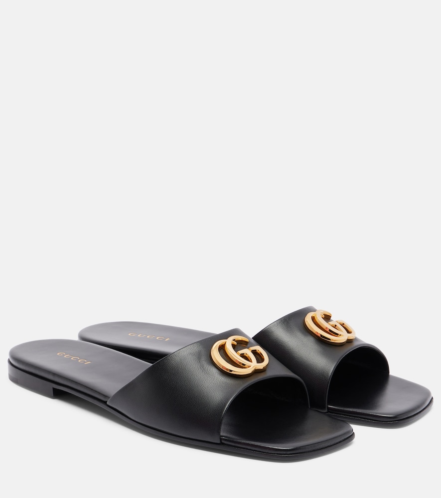 Gucci Double G leather slides