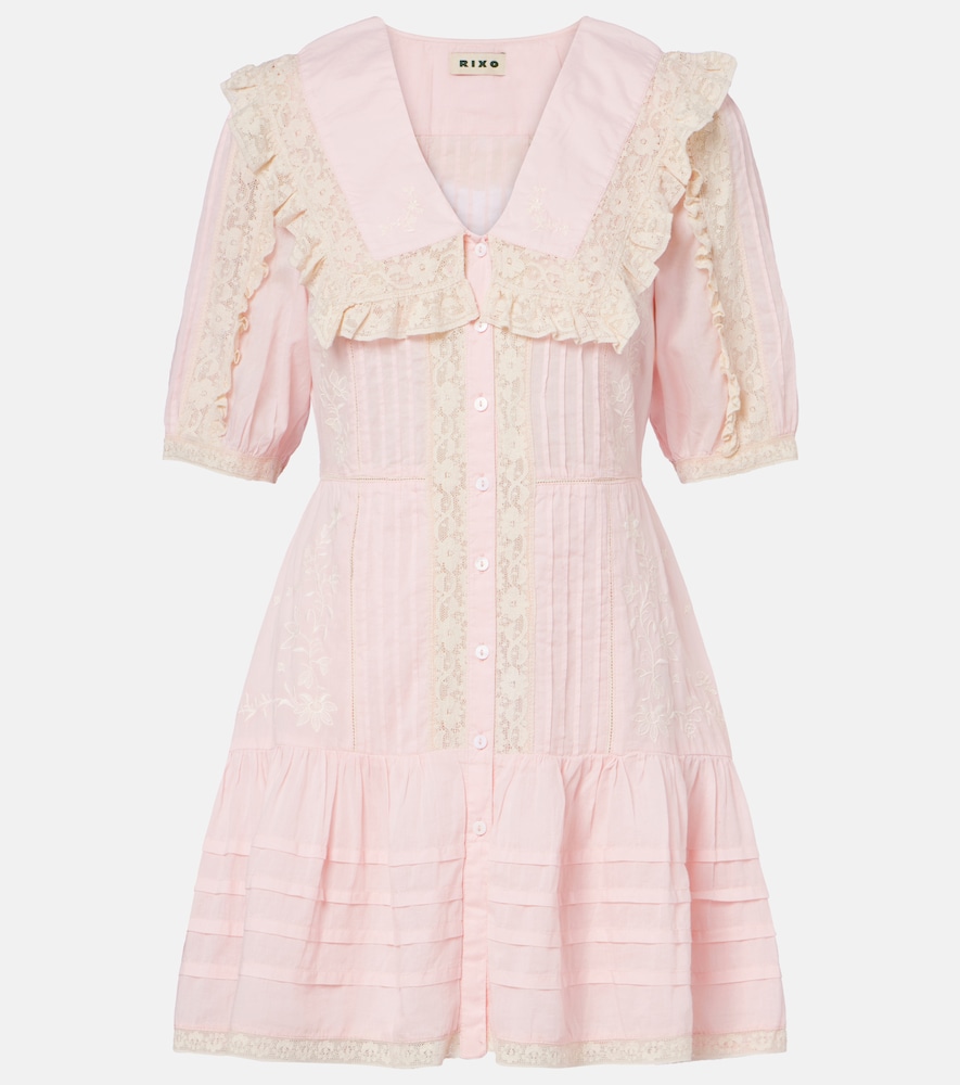 Rixo Dove embroidered cotton voile minidress