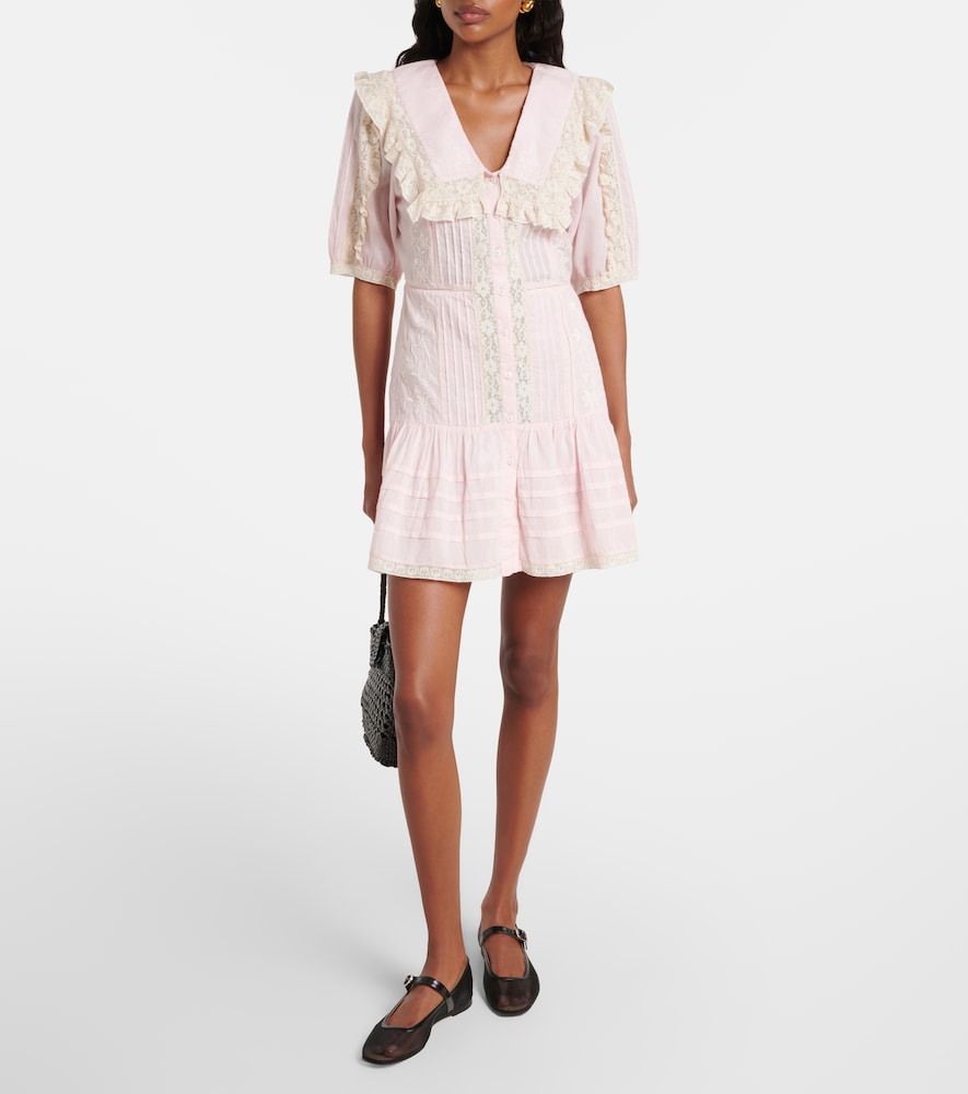 Rixo Dove embroidered cotton voile minidress