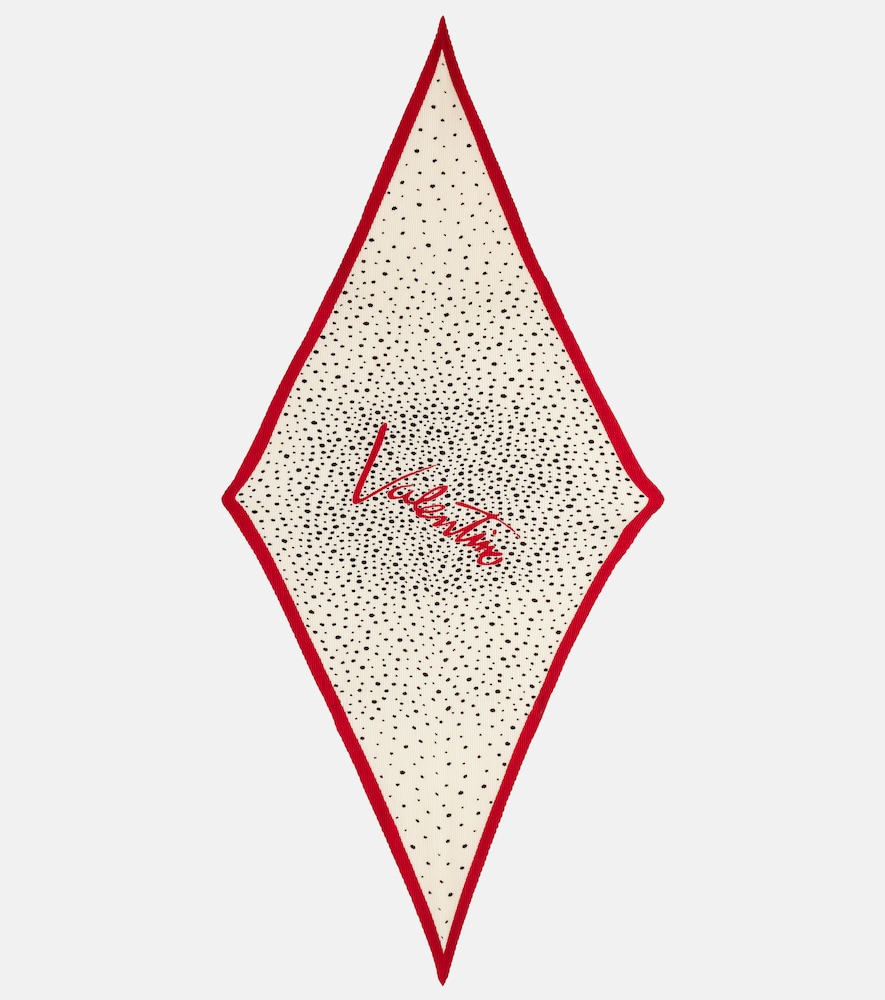 Valentino Pleated polka-dot silk twill scarf