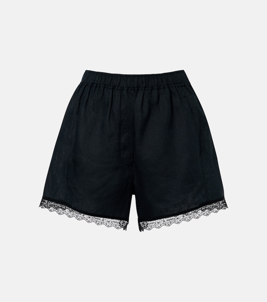 Shorts in lino con pizzo