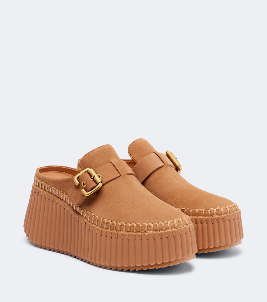 Chloe Women's Brown Nama Leather Platform Mules UK Size 3 - Mytheresa