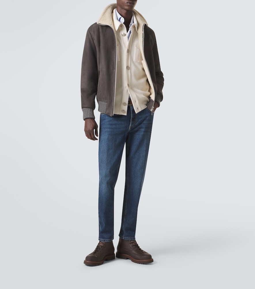 Cashmere-Trimmed Shearling Blouson Jacket