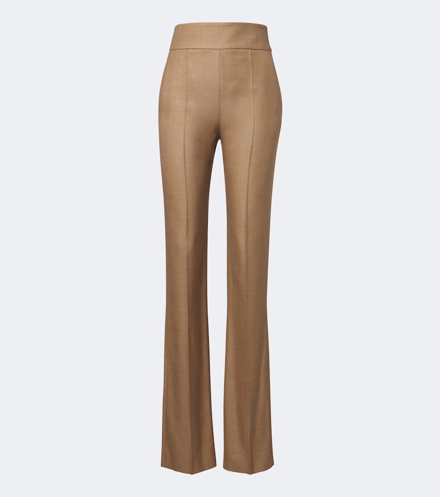 Valentino Silk And Wool Straight Pants In Beige