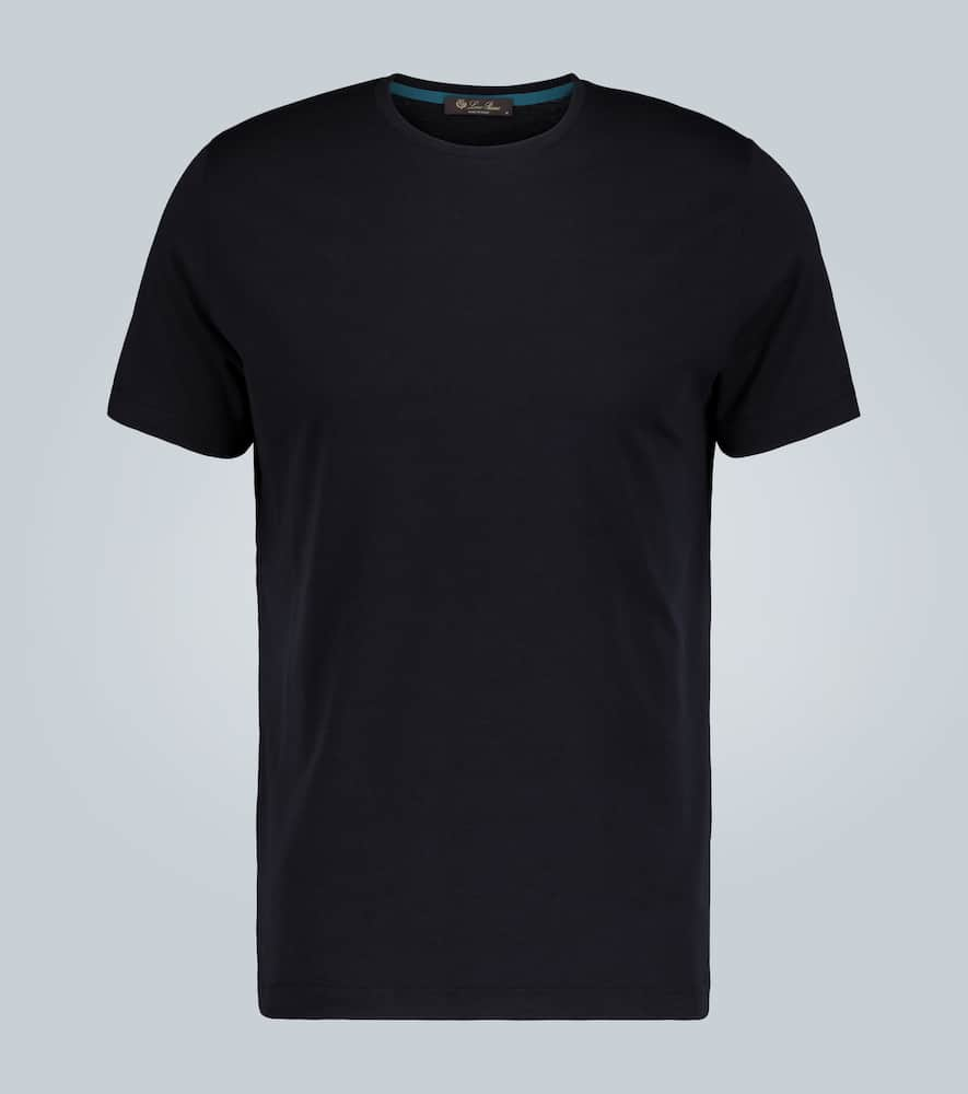 Shop Loro Piana Silk And Cotton-blend T-shirt In Blue