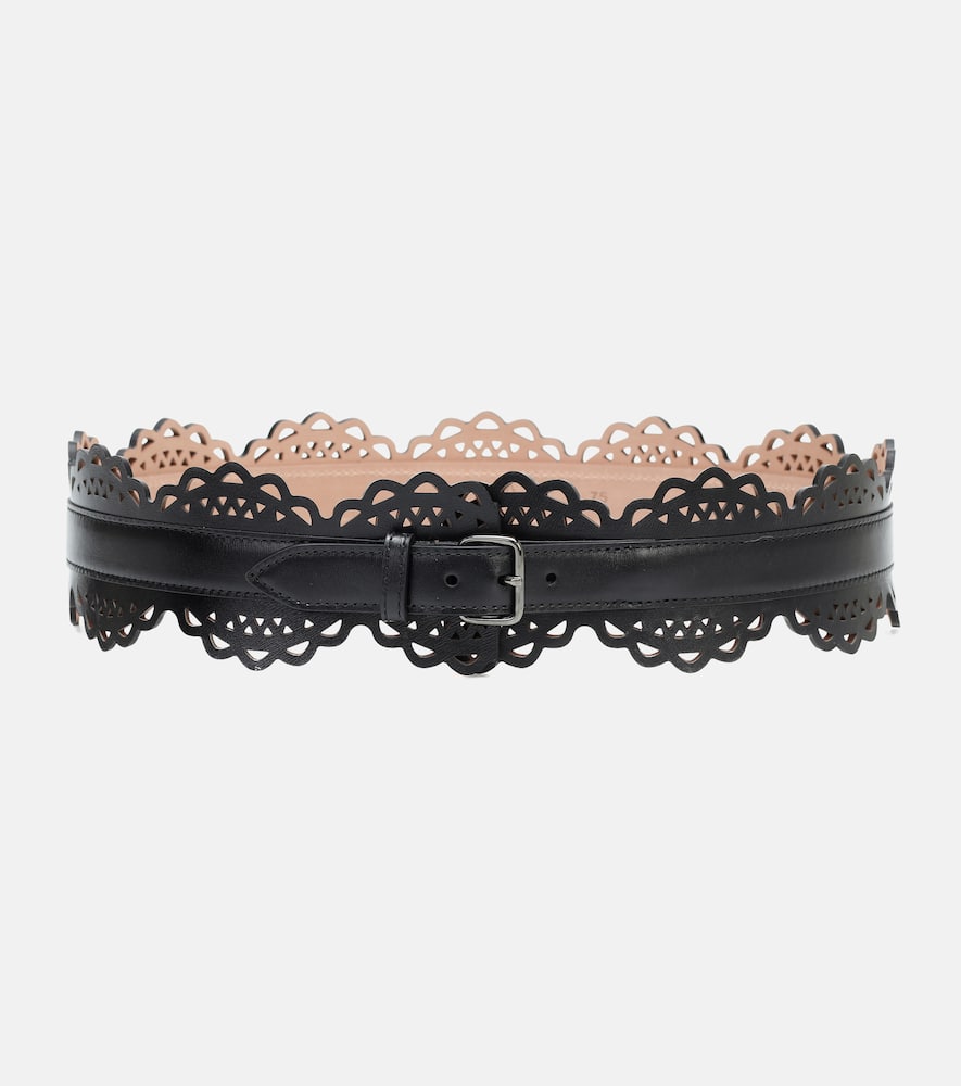 Shop Alaïa Laser-cut Leather Belt In Black