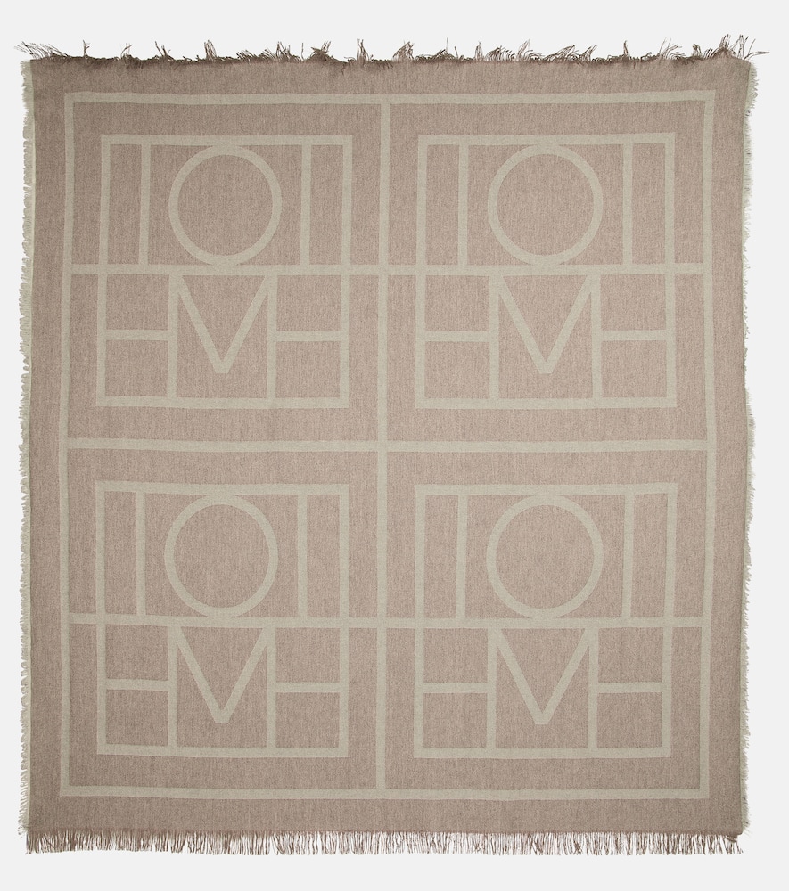 Logo wool and cashmere scarf