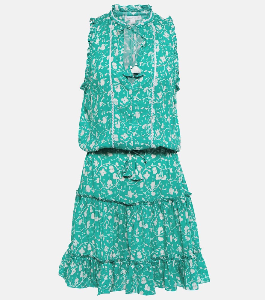 Poupette St Barth Clara Floral Minidress In Green Poppy