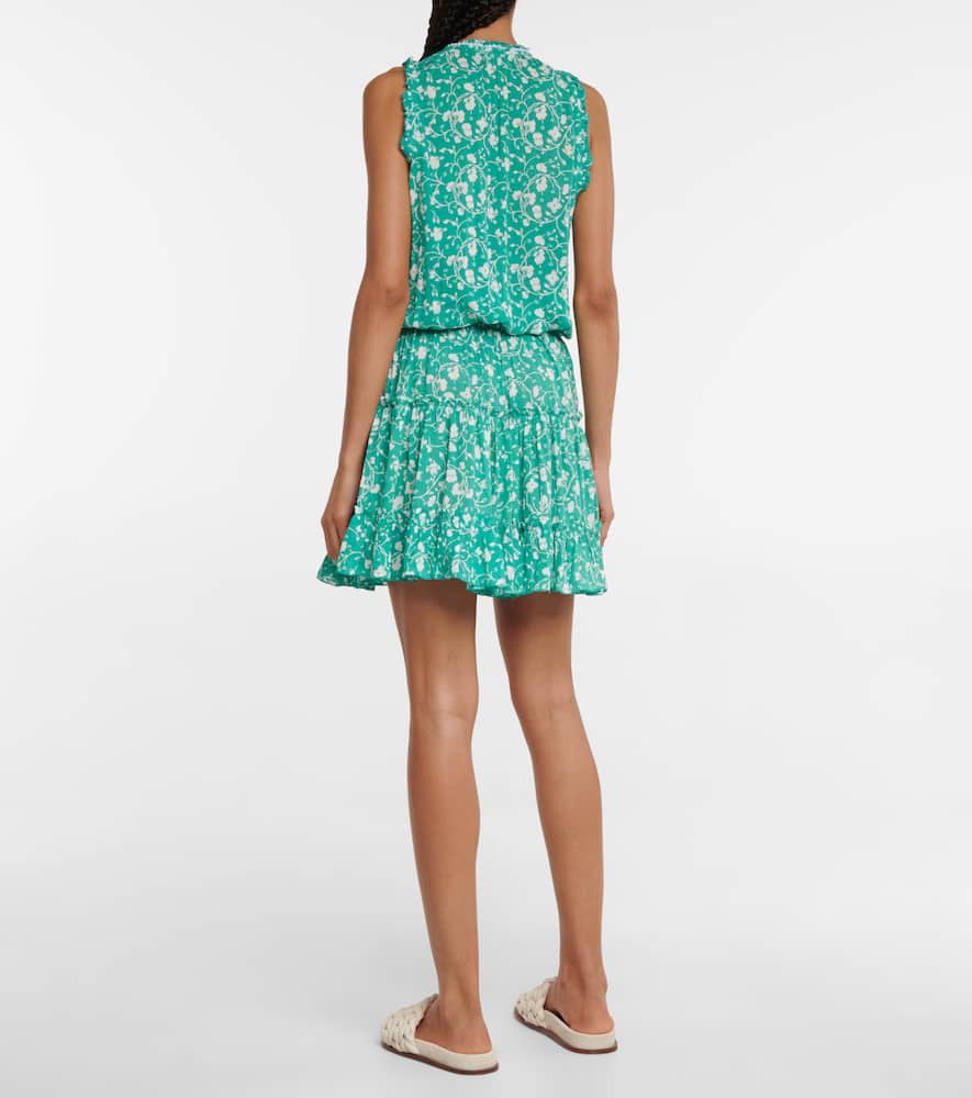 Poupette St Barth Clara Floral Minidress In Green Poppy