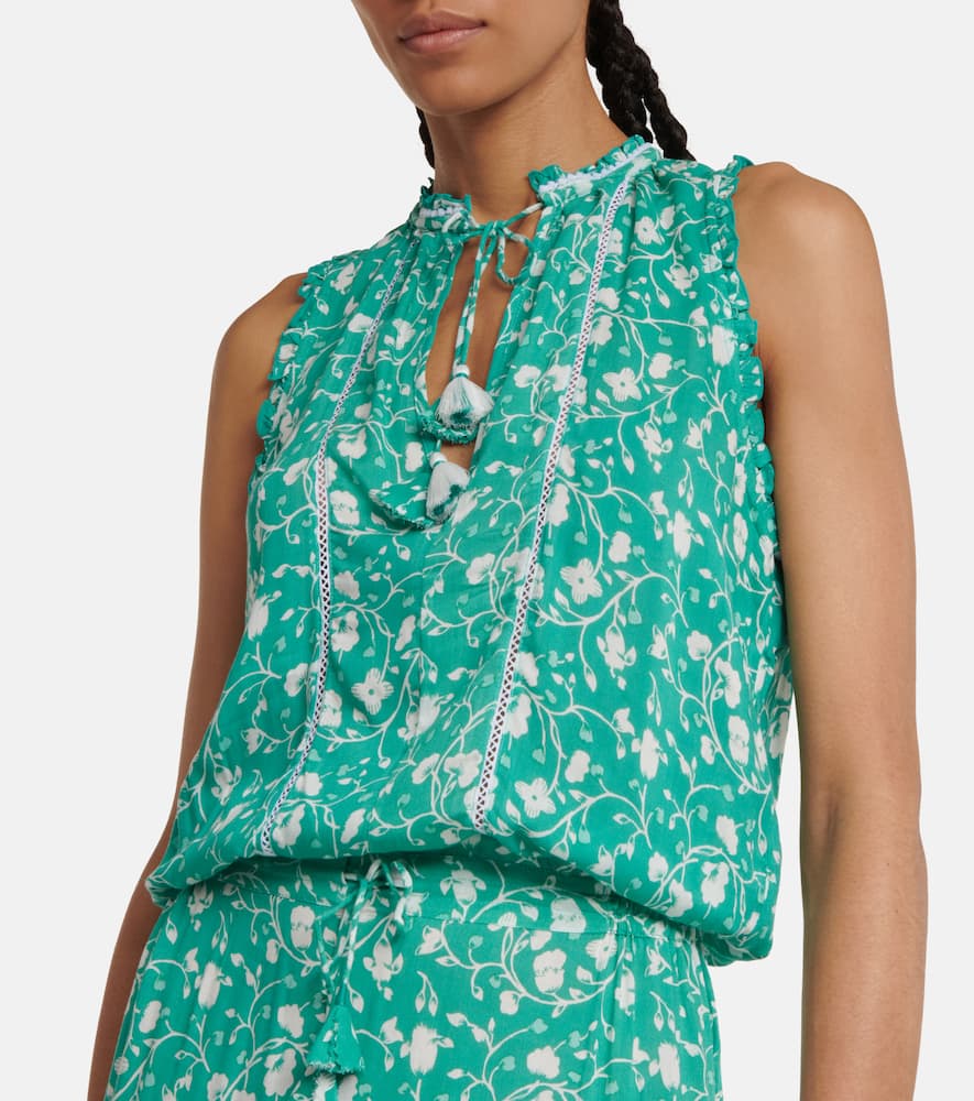 Poupette St Barth Clara Floral Minidress In Green Poppy