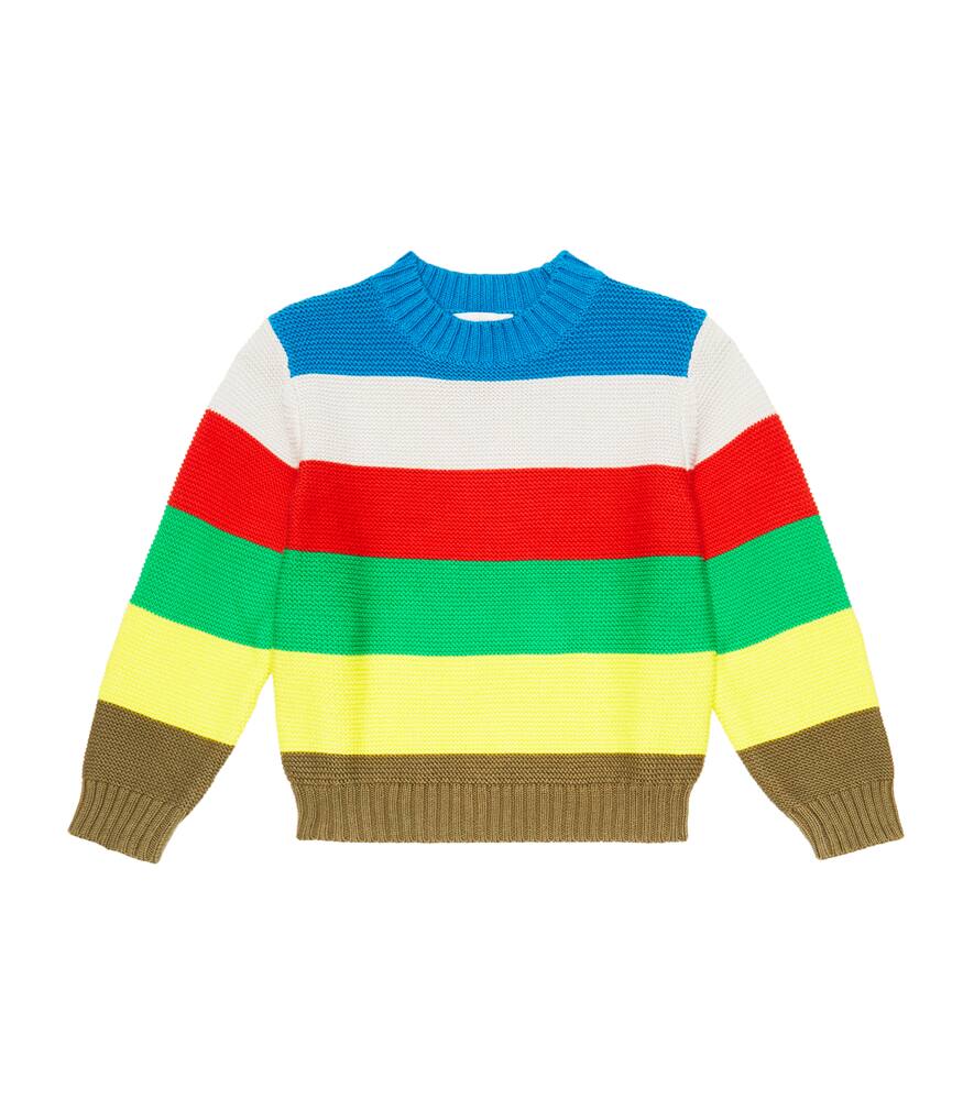 Stella Mccartney Kids Wool And Cotton Sweater With Multicolored Stripes Pattern In Multicolor