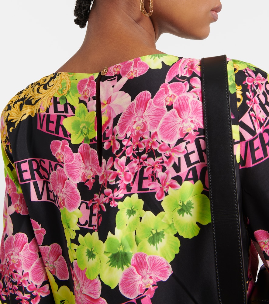 Versace Printed Minidress In Black+pink