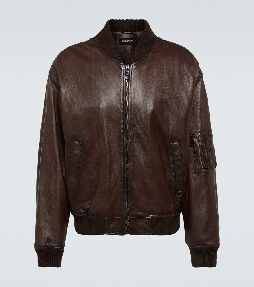 Dolce&Gabbana Leather Bomber Jacket Brown Uk Size 42 Men's
