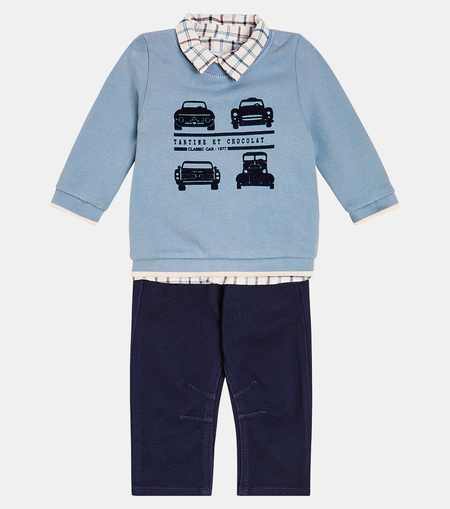 TARTINE ET CHOCOLAT BABY SET AUS SWEATSHIRT, HEMD UND HOSE