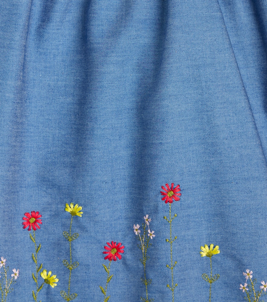 La Coqueta Clementina Embroidered Cotton Dress In Blue