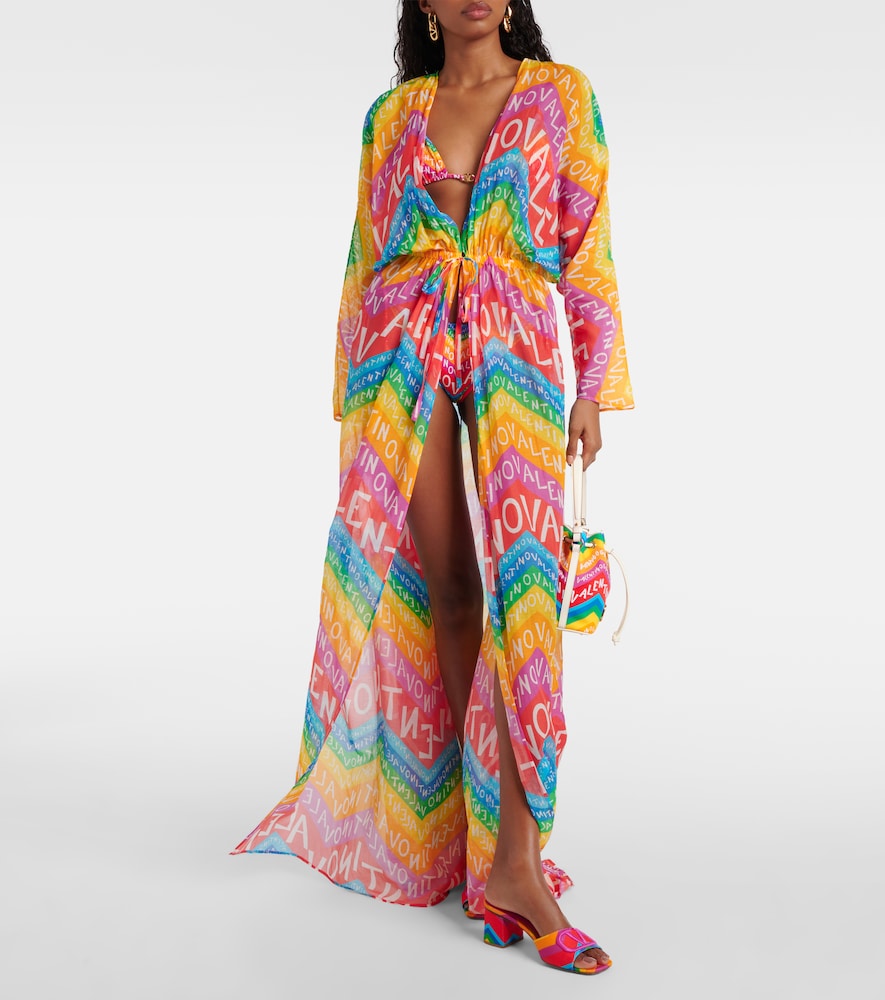 Valentino Logo cotton-blend beach cover-up