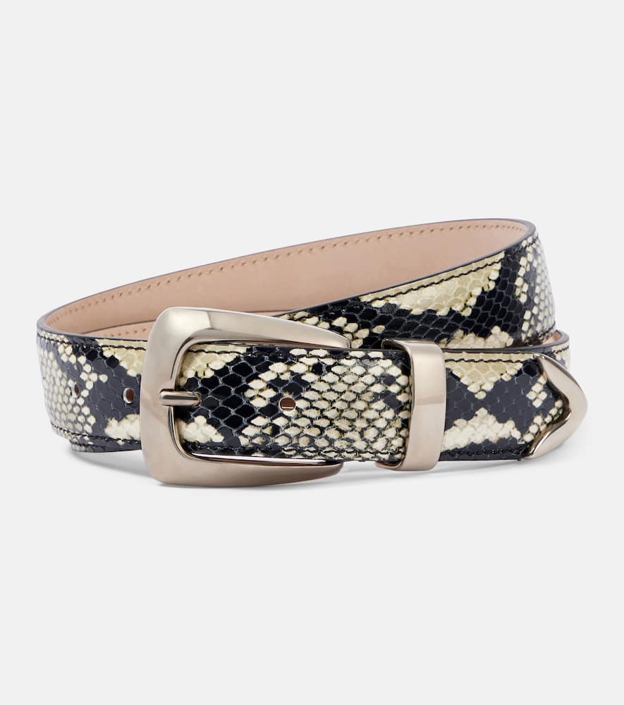 Khaite Benny Snake-effect Leather Belt In Multicoloured