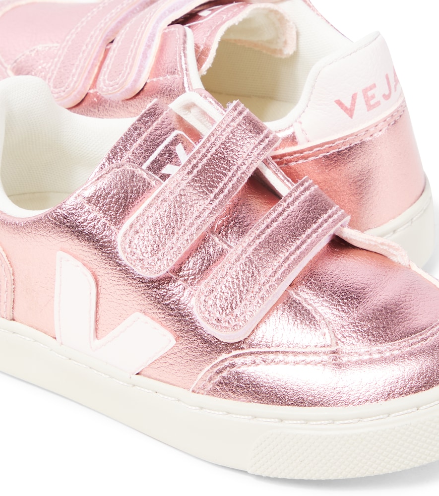  Veja Kids Veja Kids V-12 Metallic Leather Sneakers 