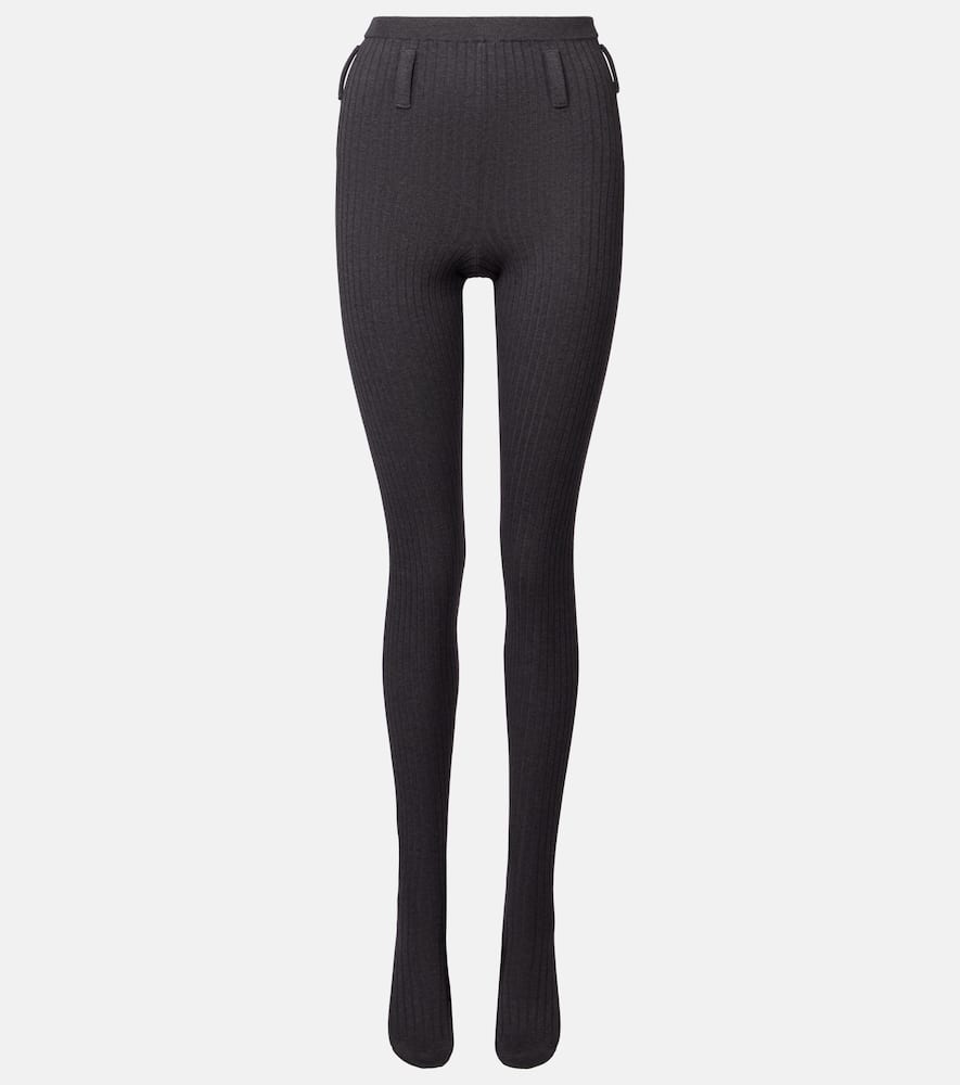 Ribbed-knit cotton-blend tights