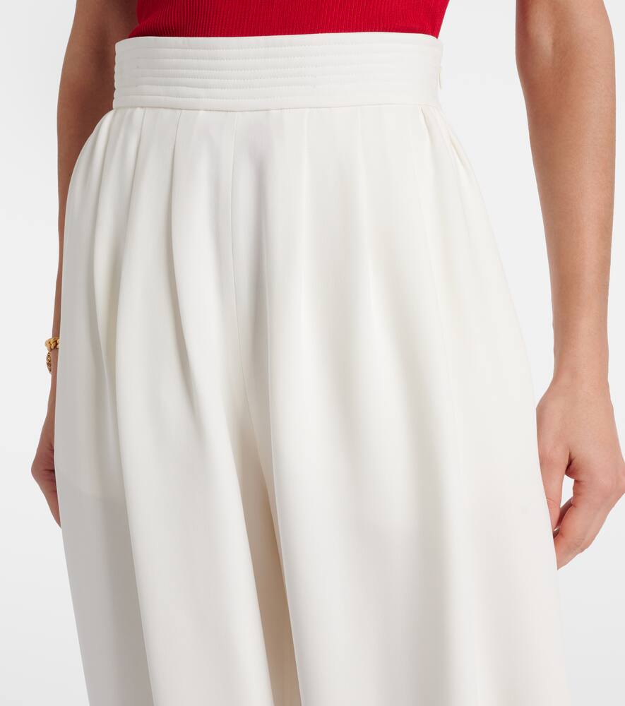 Valentino Cady Couture Silk Wide-leg Pants In White