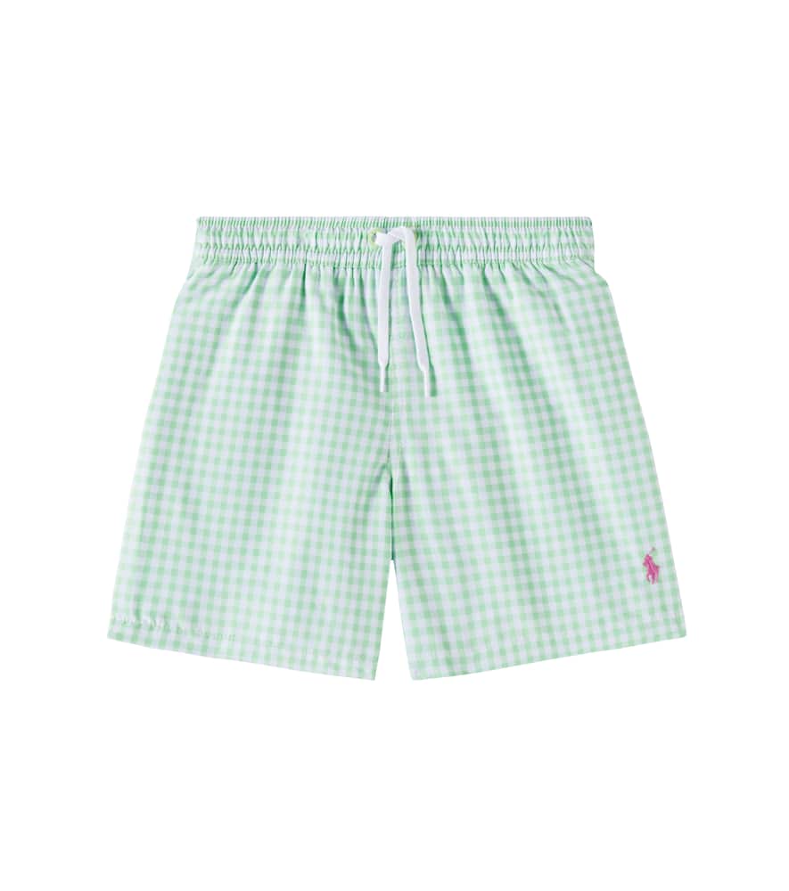 Polo Ralph Lauren Gingham Swim Trunks In Green