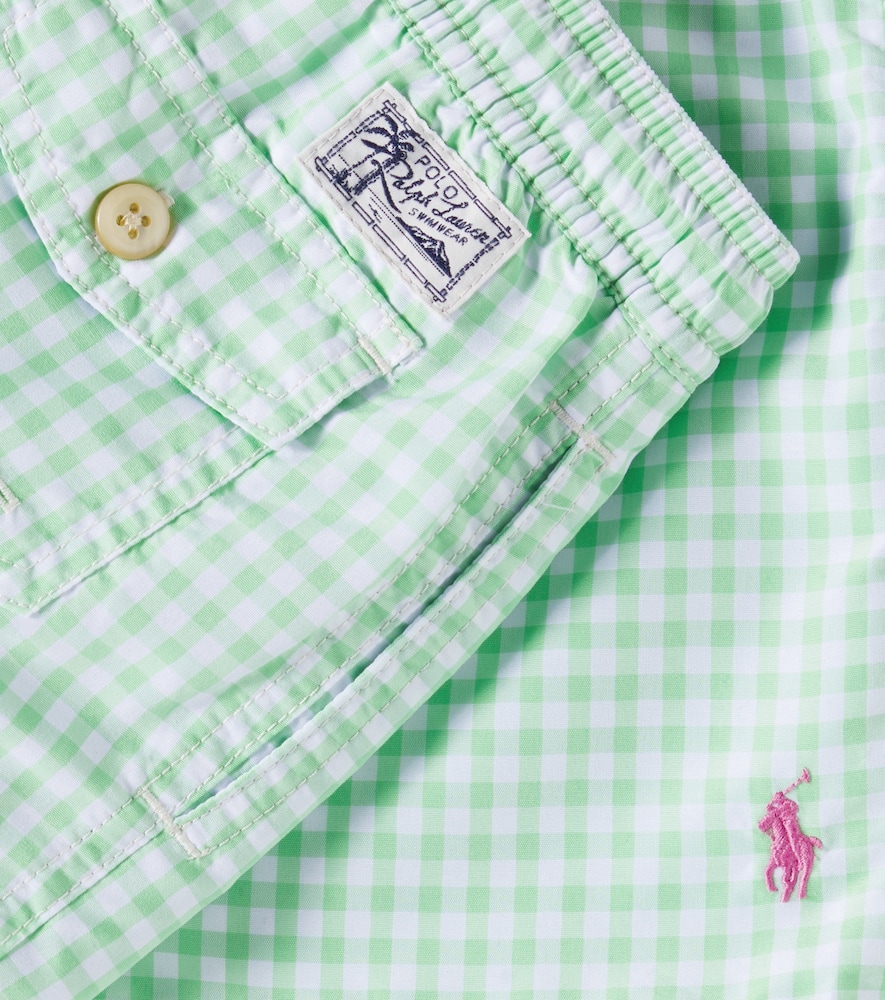 Polo Ralph Lauren Gingham Swim Trunks In Green