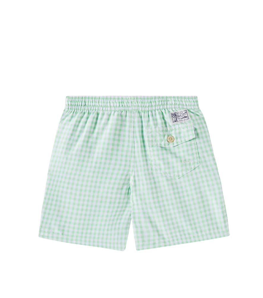 Polo Ralph Lauren Gingham Swim Trunks In Green
