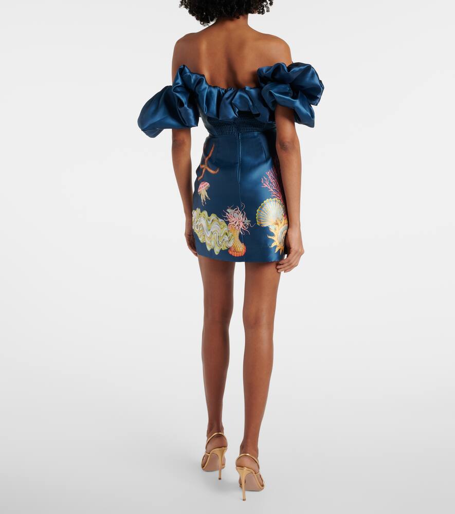 Alemais Dorian Printed Ruffled Minidress In Blau