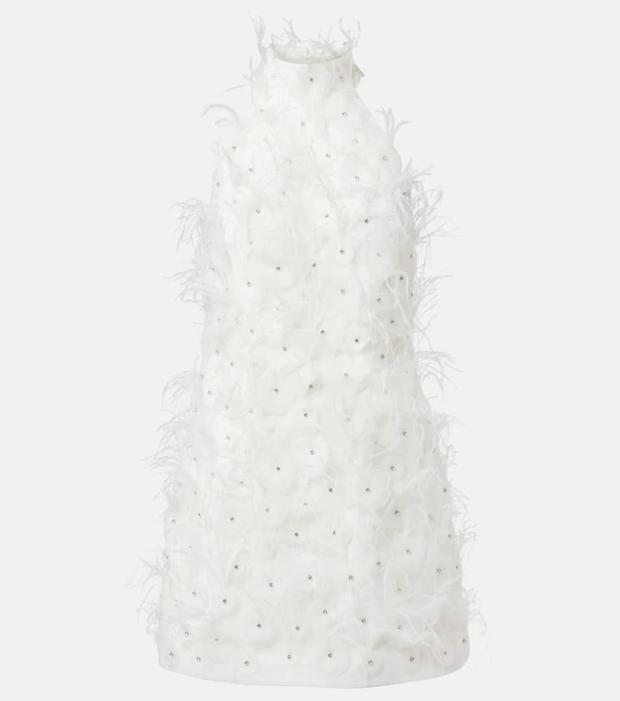 Rebecca Vallance Bridal Meha Feather-trimmed Minidress