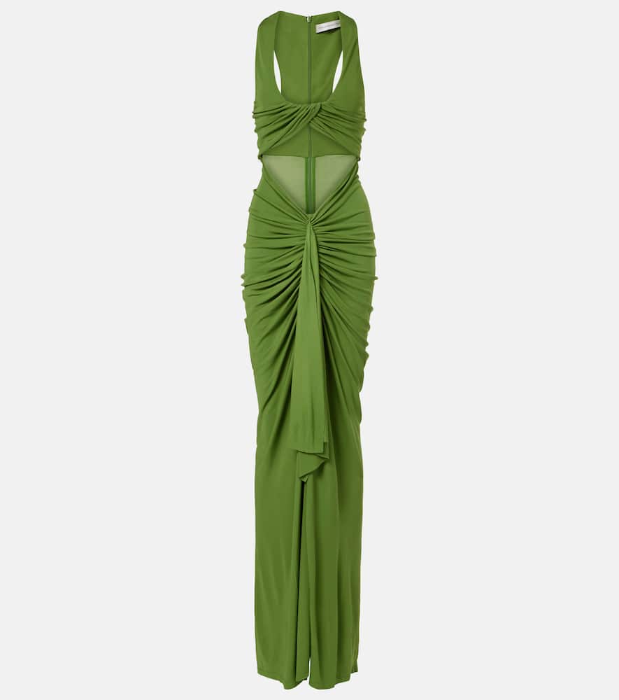 Christopher Esber Vivenda Draped Jersey Maxi Dress In Green