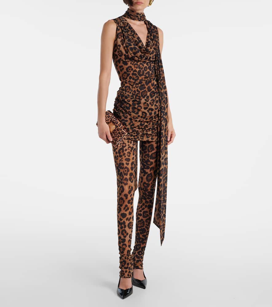 Blumarine Leopard-printed Jersey Top In Brown