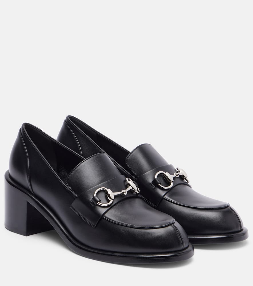 Gucci Horsebit Leather Loafer Pumps In Black