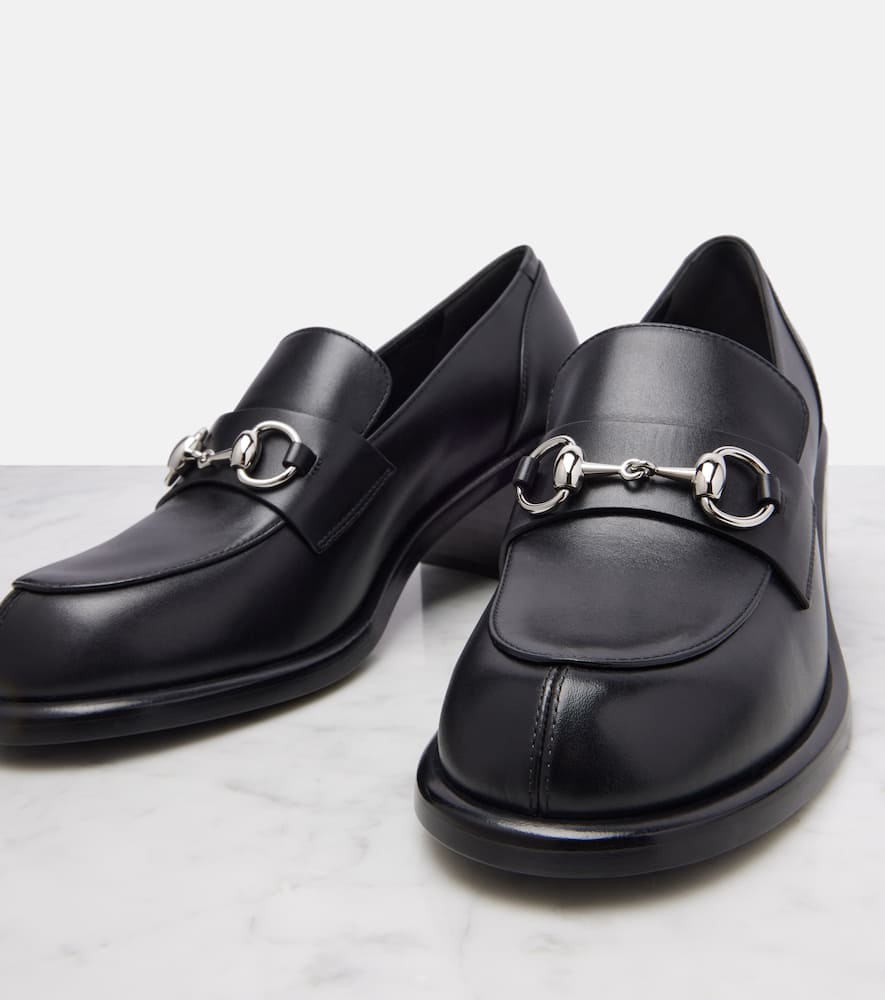 Gucci Horsebit Leather Loafer Pumps In Black