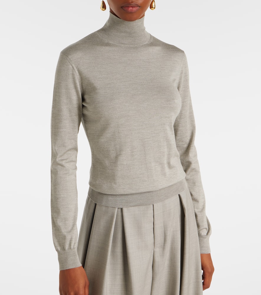 Ralph Lauren Silk-blend Turtleneck Sweater In Gray