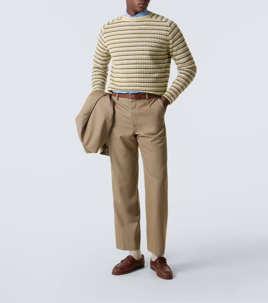 Auralee Striped Shetland Wool And Cashmere-blend Sweater In Neutral