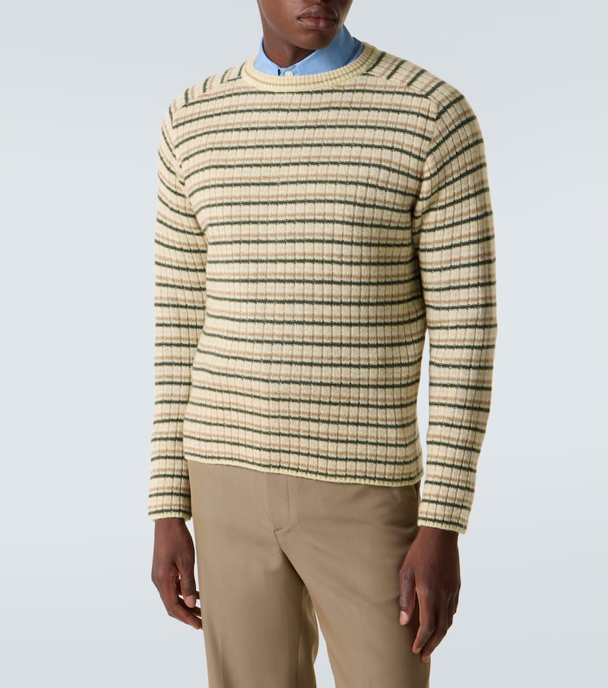Auralee Striped Shetland Wool And Cashmere-blend Sweater In Neutral