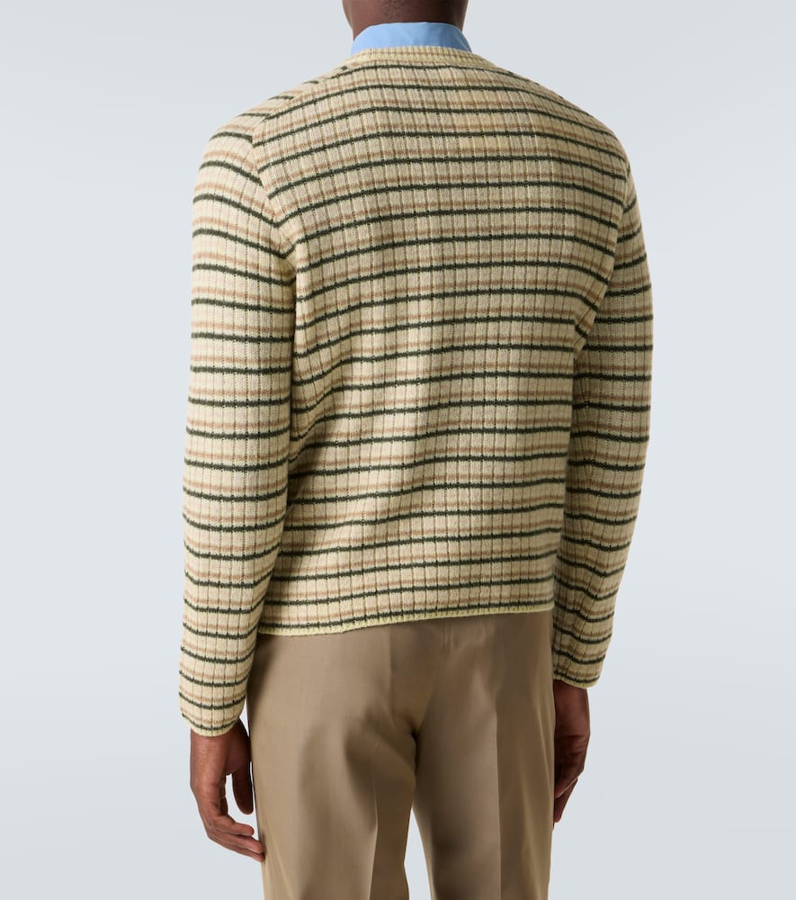 Auralee Striped Shetland Wool And Cashmere-blend Sweater In Neutral