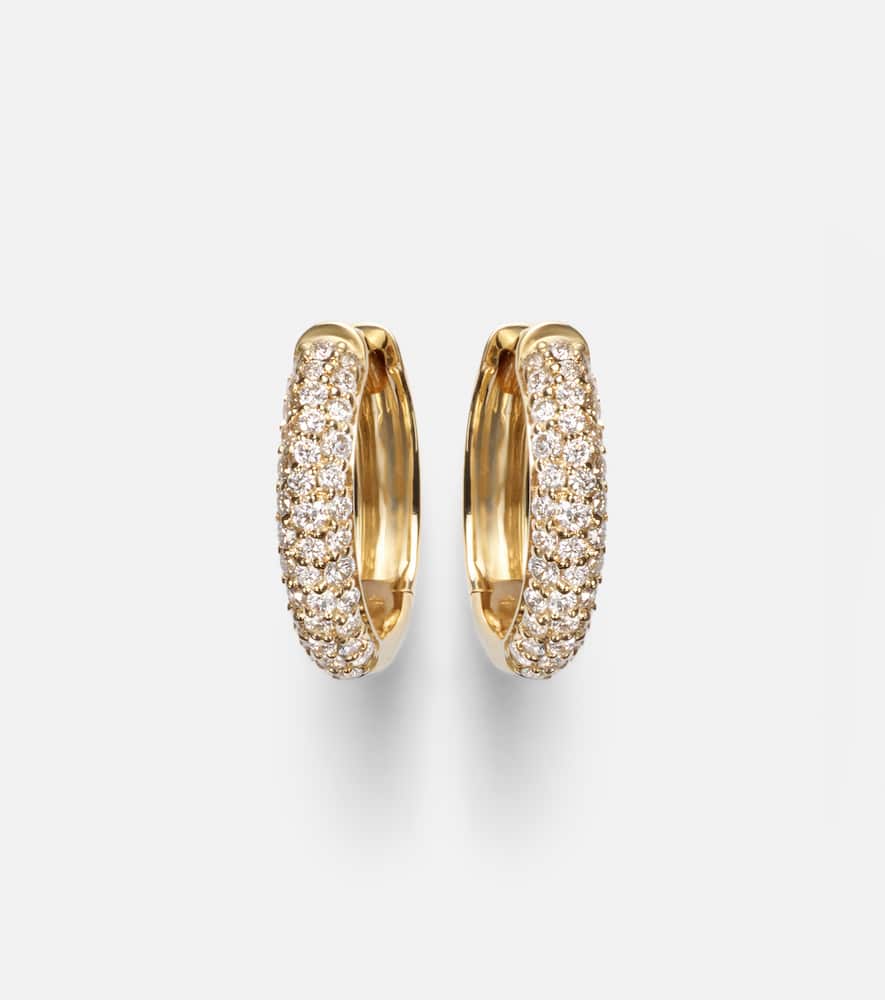 Stone And Strand Essential 14kt Gold Hoop Earrings With Diamonds In Gold