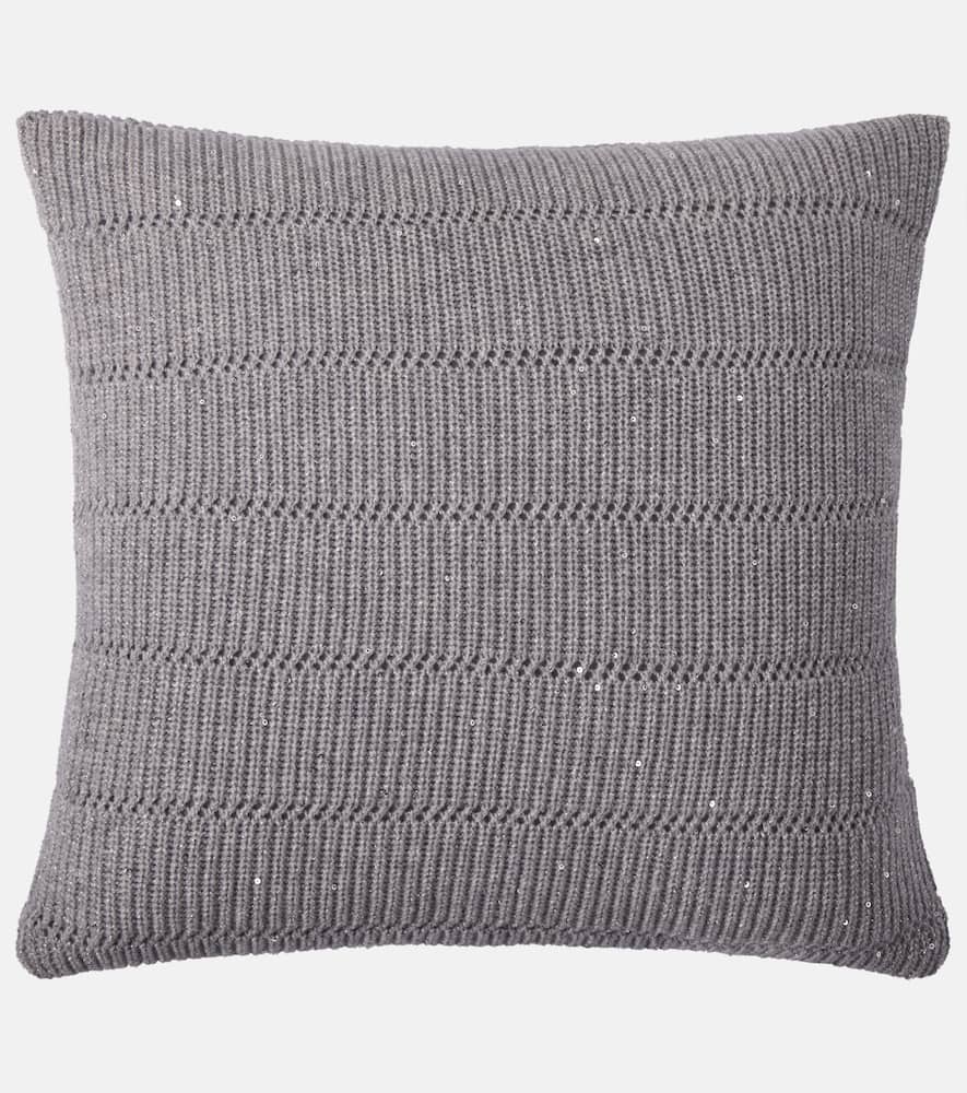 Brunello Cucinelli Cashmere And Wool-blend Cushion In Gray