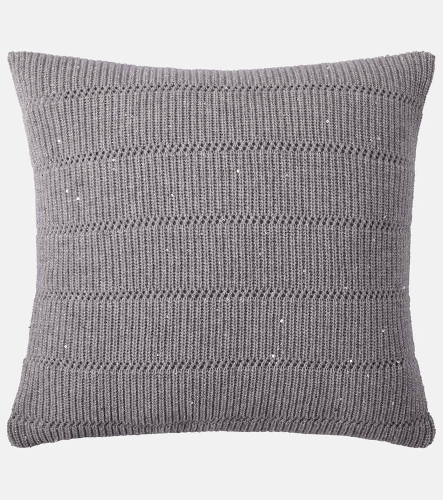 Brunello Cucinelli Cashmere And Wool-blend Cushion In Gray