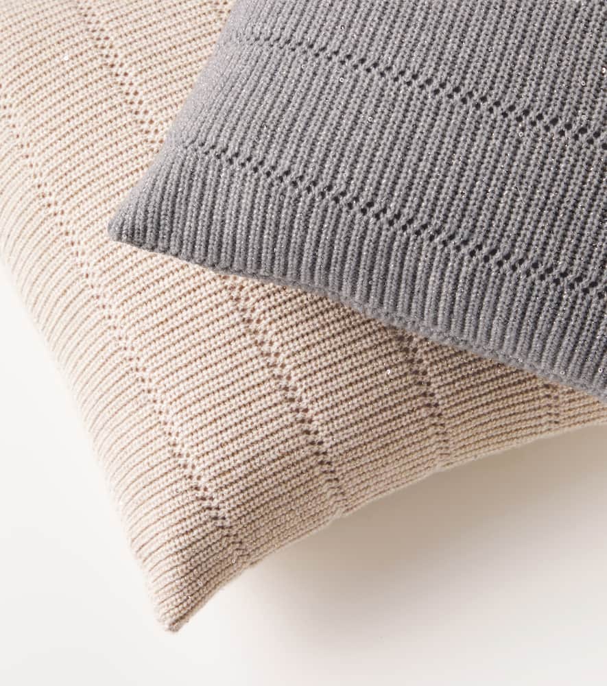 Brunello Cucinelli Cashmere And Wool-blend Cushion In Gray